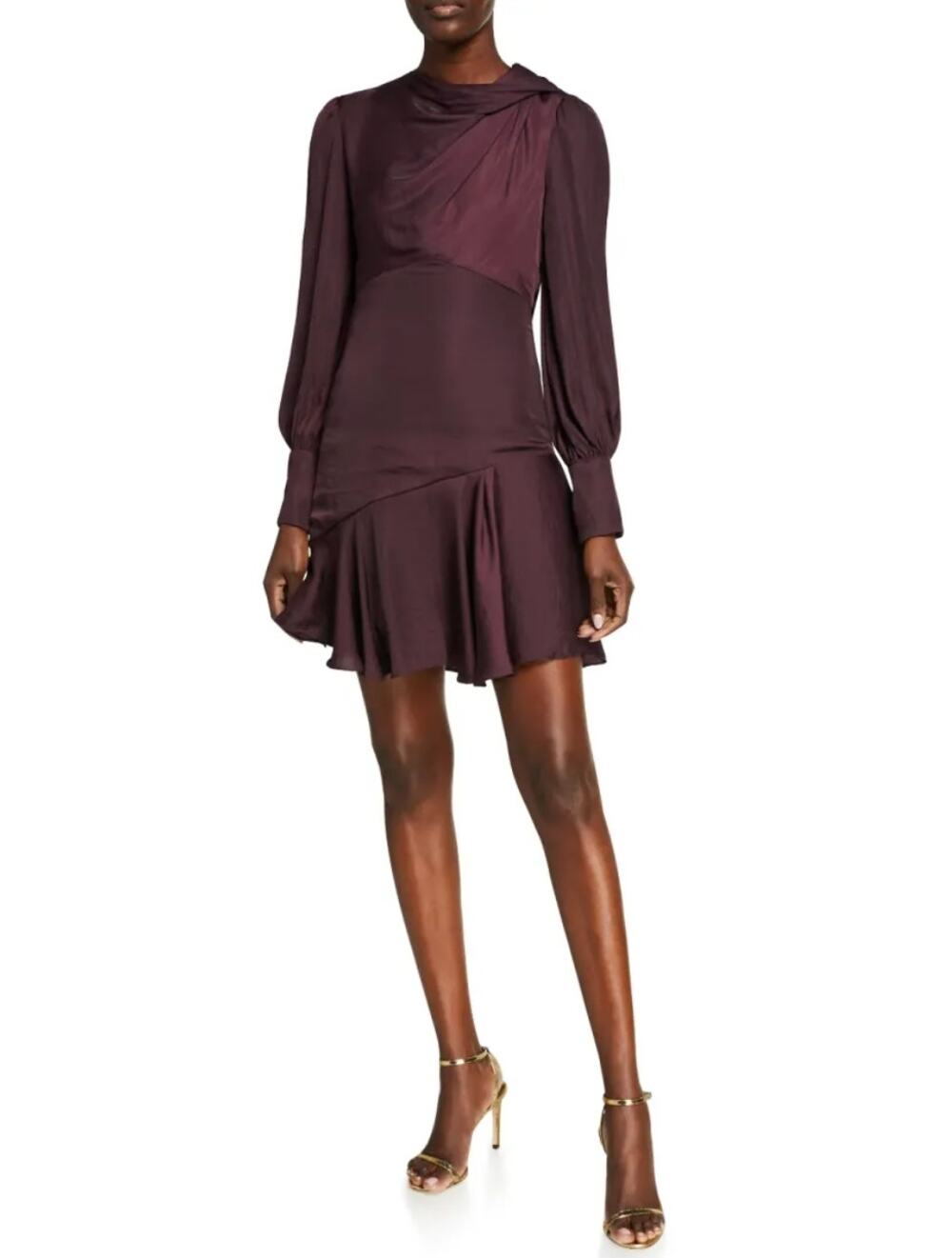 Ever New Satin Drape Long Sleeves Mini Dress